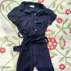 Navy Linen Jumpsuit